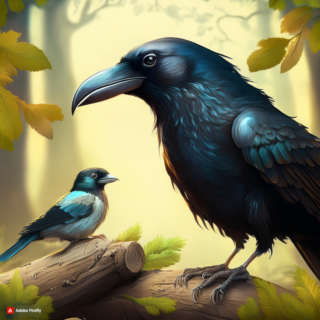 The Greedy Crow and the Wise Sparrow